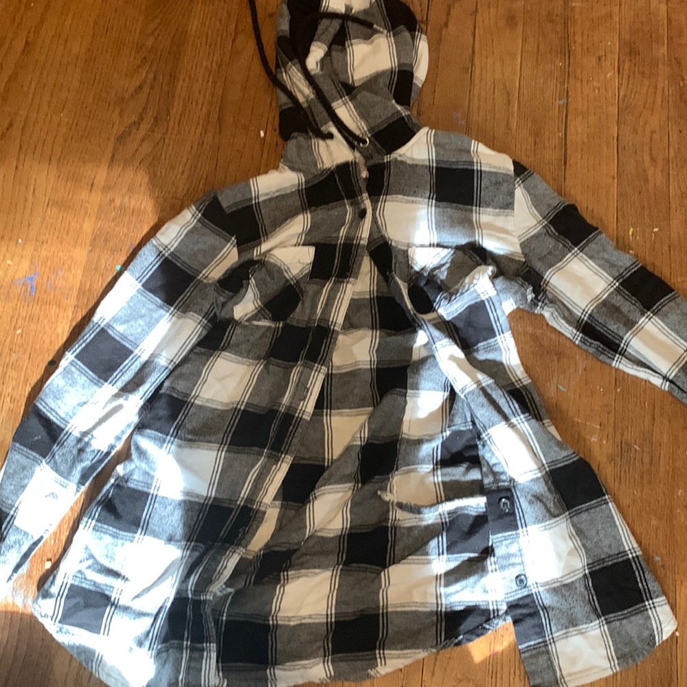 A hooded flannel